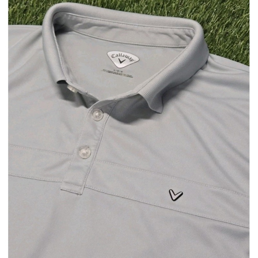 Callaway Polo Shirt Opti Dri Light Gray Short Sleeve Golf Performance Size L